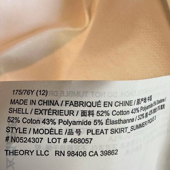 Theory Summer Pique Pleated Mini Skirt Size 12 White Knit A-Line - Picture 7 of 10